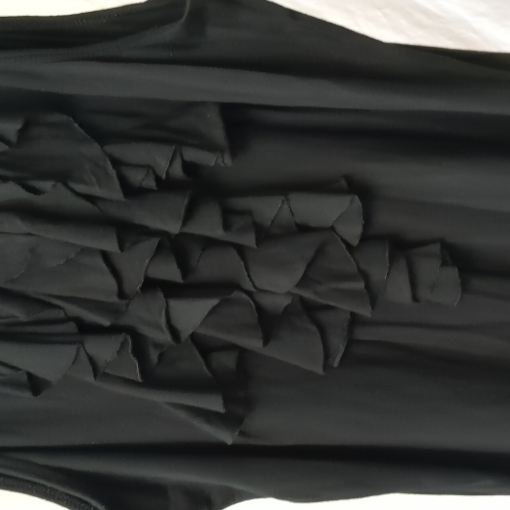 August Silk Black Waterfall Ruffle Sleeveless Top Size S